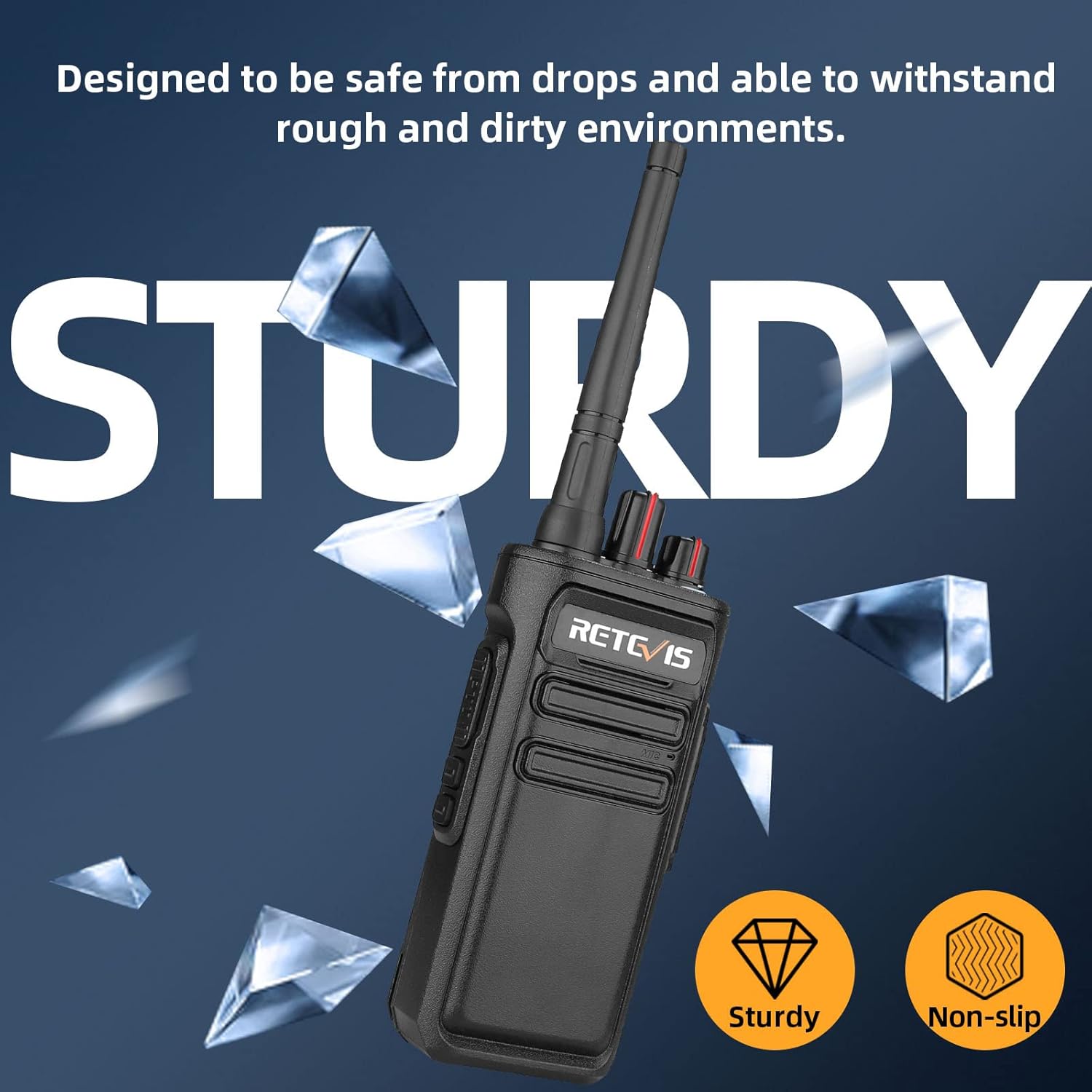Retevis RB23 Waterproof GMRS Radios,Two Way Radios Long Range Rechargeable,1800mAh Battery Wireless Copy Emergency Alarm,Walkie Talkie Adults (2 Pack)