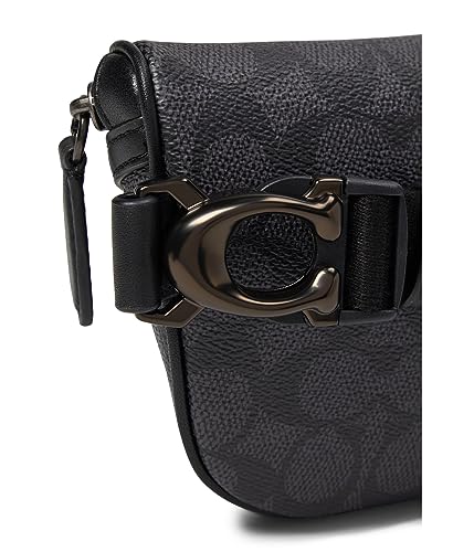COACH Mens Beck Belt Bag in Pebble Leather, Charcoal/Black