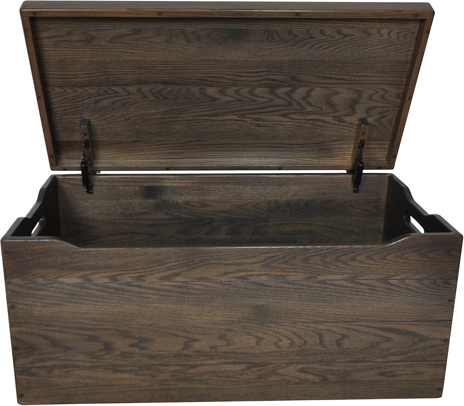 30” Wooden Storage Chest – Handmade Amish Hope Chest – Storage Trunk w/Anti-Slam Hinges – Solid Wooden Chest w/Handles – Clothing, Keepsake & Blanket Chest (Oak Wood, Antique Slate Stain, 30”)