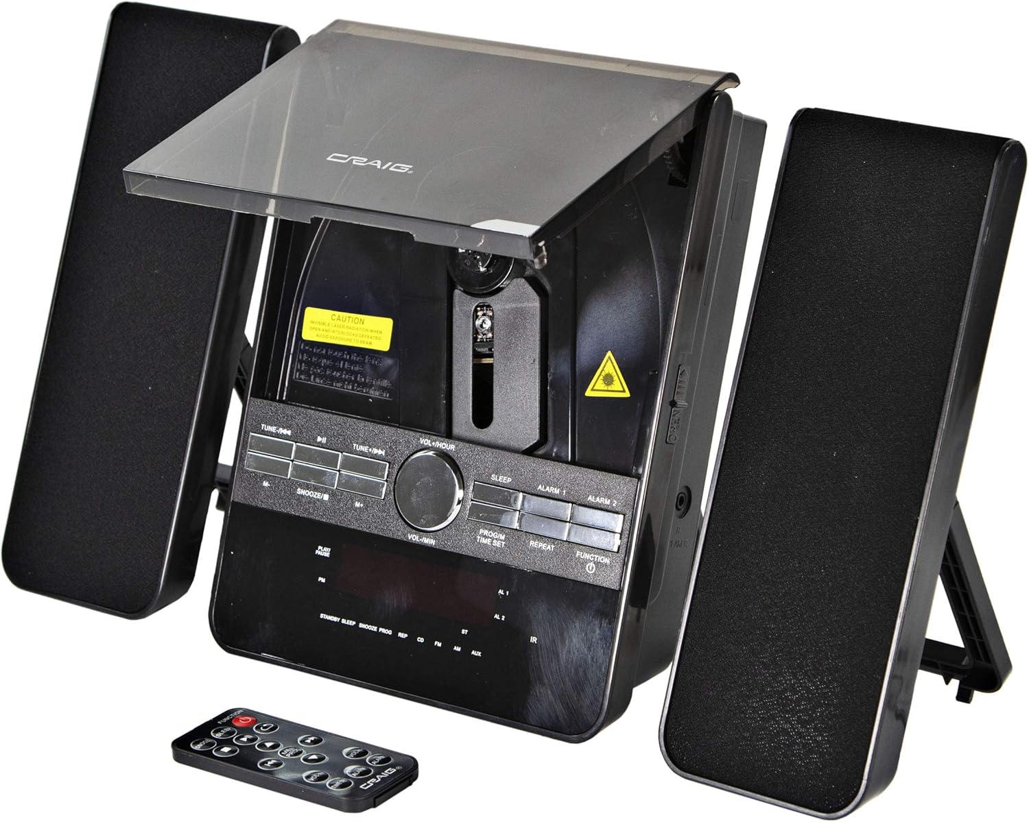 Craig Electronics CM427BT-BK Mini 3-Piece CD Shelf Stereo System with AM/FM Radio and Bluetooth Pack of 2