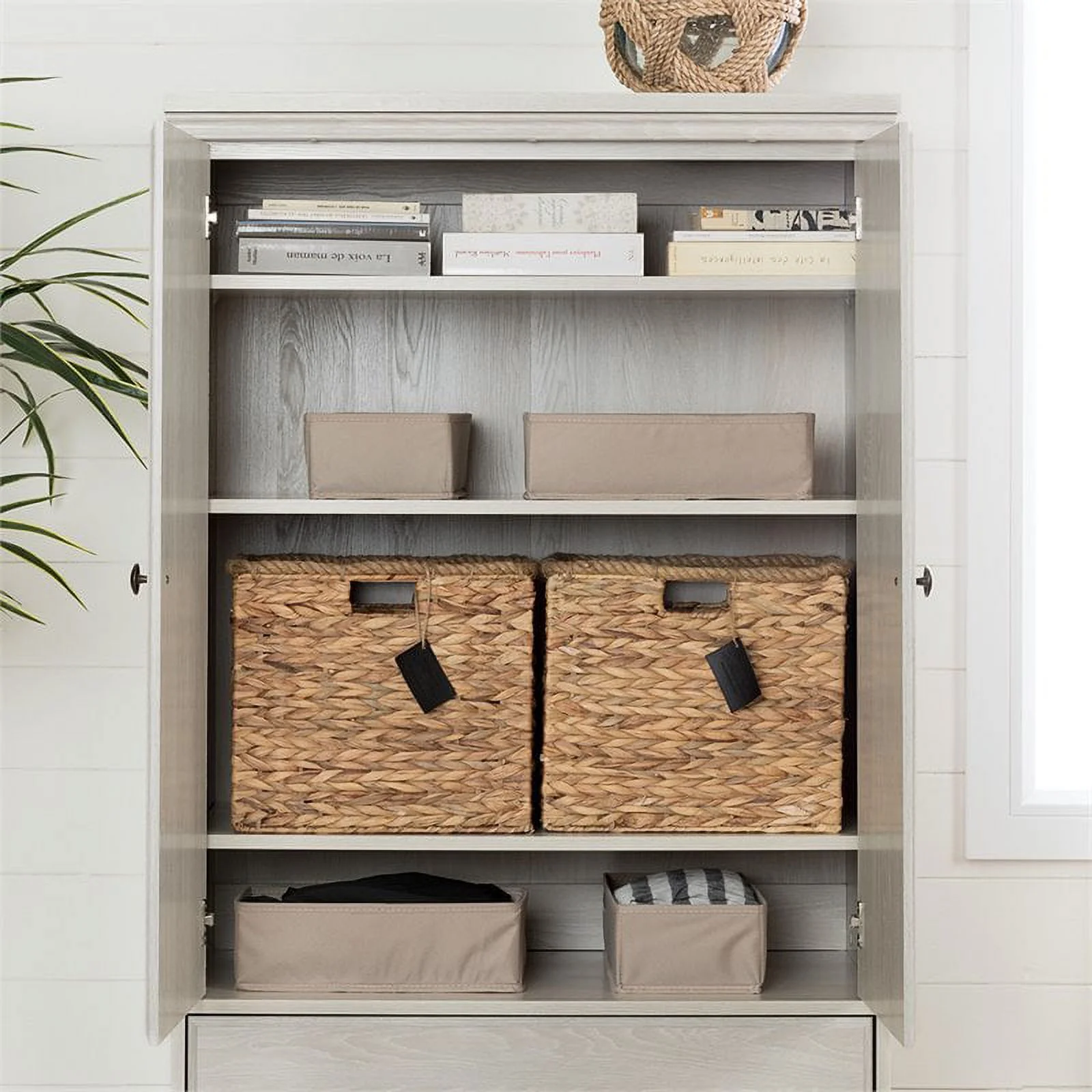 Pemberly Row 2-Drawer and Door Traditional Wood Armoire in Oak