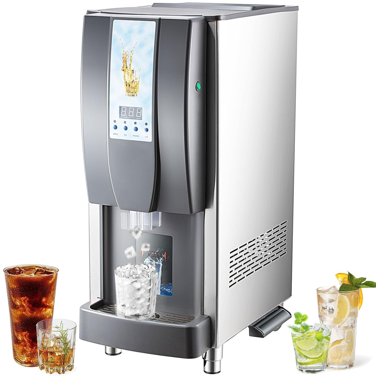 Commercial Ice Maker Countertop, 12 Cubes Ready in 4 Mins, 175lbs in 24Hrs, Intelligent Sensing Ice Machine with RO Fiber Membrane Filter, 132lbs Nugget Ice Maker for Home, Kitchen, Office