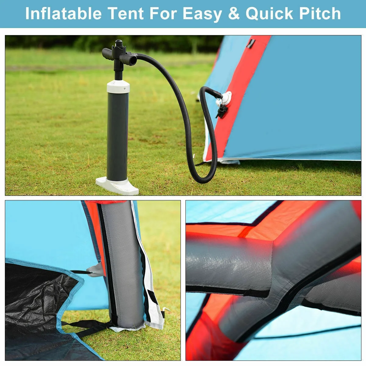 Camping Tent for 3 Person - Inflatable Tent with Bag Pump