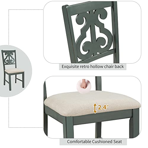 6-Piece Dining Set, Mid-Century Industrial Rustic StyleWooden Kitchen ChairSet with Rectangular Table and 4 Fabric Upholstered Chairs and Bench Family Furniture, for Home, C-Gray a