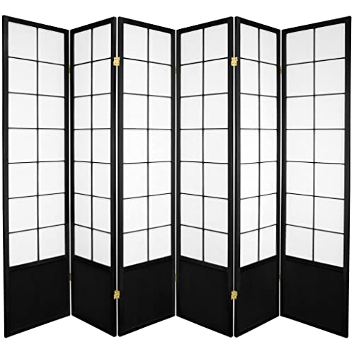 Oriental Furniture 6 ft. Tall Zen Shoji Screen - Black - 6 Panels