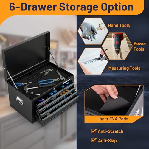 Goplus Rolling Steel Tool Chest, 5-Drawer Tool Storage Cabinet with Hanging Holes, Central Keyed Locking System, Ball-Bearing Slides & Lockable Wheels, Tool Organizer Box for Garage & Repair Shop