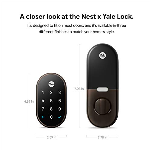 Google Nest x Yale Lock - Tamper-Proof Smart Lock for Keyless Entry - Keypad Deadbolt Lock for Front Door - Satin Nickel