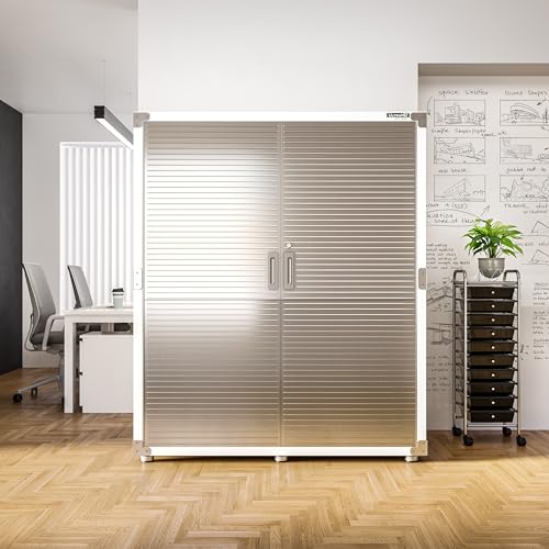 Seville Classics UltraHD Solid Steel Lockable Metal Storage Cabinet Locker Organizer, w/Adjustable Shelves for Garage, Warehouse, Office, Classroom, Granite, 48" W x 24" D x 72" H