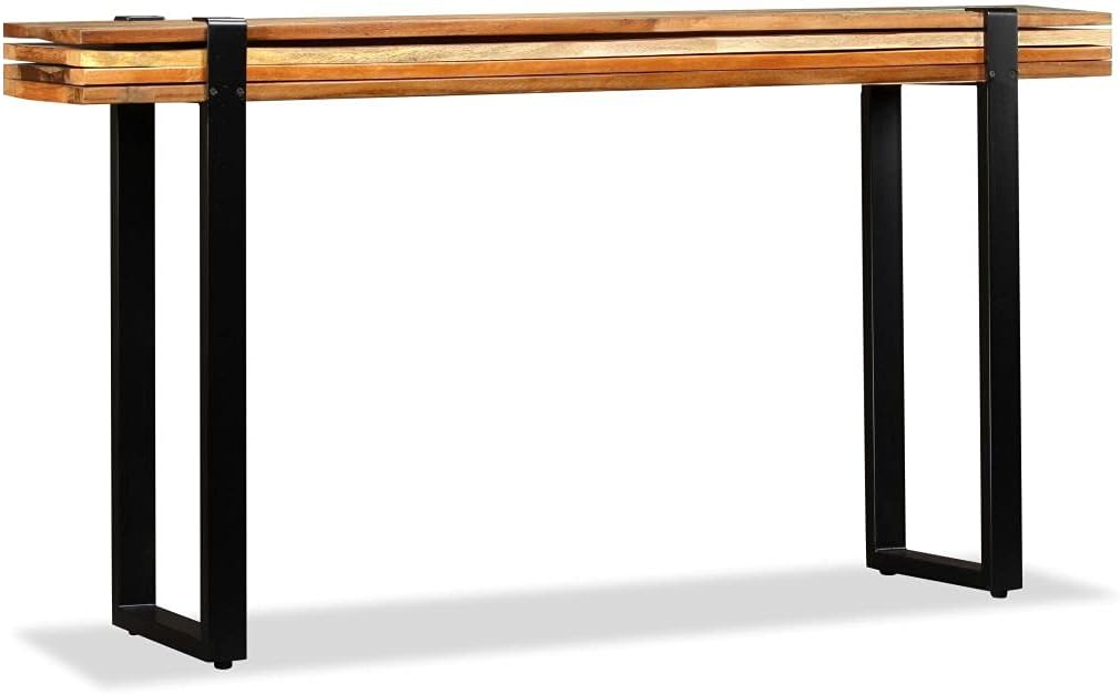 Retro Style Console Table Length-Adjustable Side Table Dining Table Furniture for Living Room Dining Room Hallway (57.1"-70.9") x 11.8" x 29.9" Solid Reclaimed Wood + Cast Iron