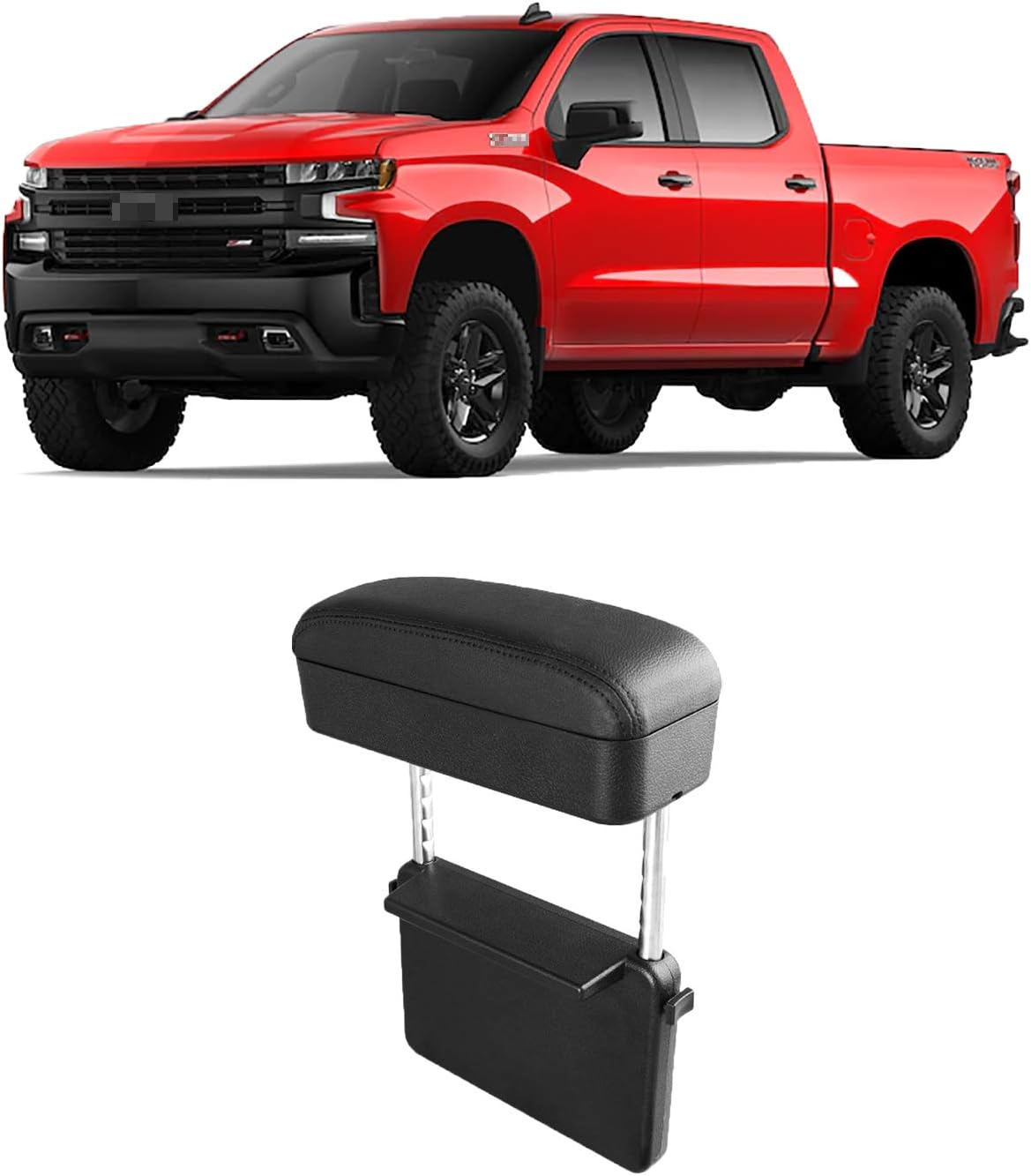CDEFG Car Armrest Support Elbow Rest Pad Armrest Extender for GMC Sierra/Silverado 1500, Console Storage Organizer, Adjustable Height Comfort Wrist Rest Pads (All Black) Pack of 2