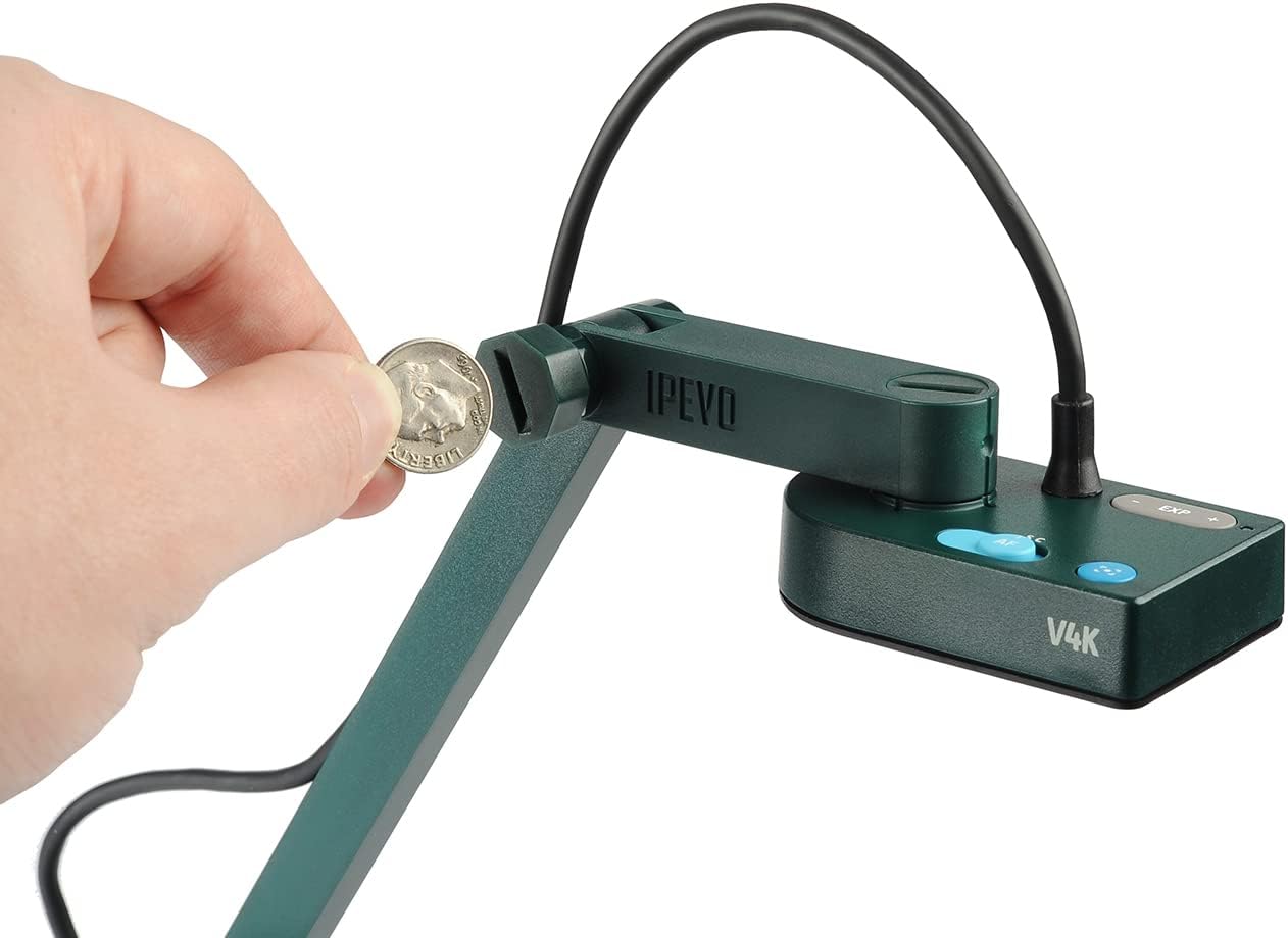 IPEVO V4K Ultra High Definition 8MP USB Document Camera — Mac OS, Windows, Chromebook Compatible for Live Demo, Web Conferencing, Distance Learning, Remote Teaching