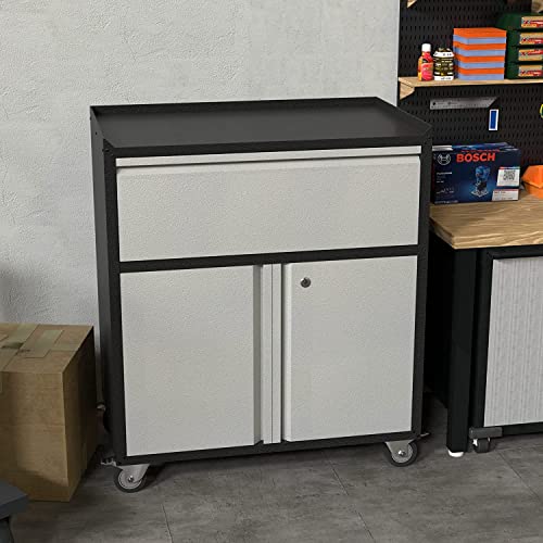 Rolling Garage Storage Cabinet, Mobile Garage Cabinet with Wheel, Metal Rolling Tool Cabinet, Metal Storage Cabinet with Drawers and Wheels for Home Office, Assembly Required