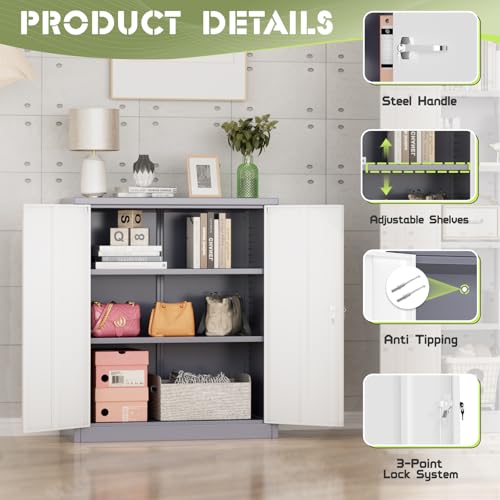 Incbruce 72” Metal Storage Cabinet, Garage Cabinets and Storage System with Doors and Shelves, Tall Lockable Tool Cabinet for Garage, Office, Home (Black)