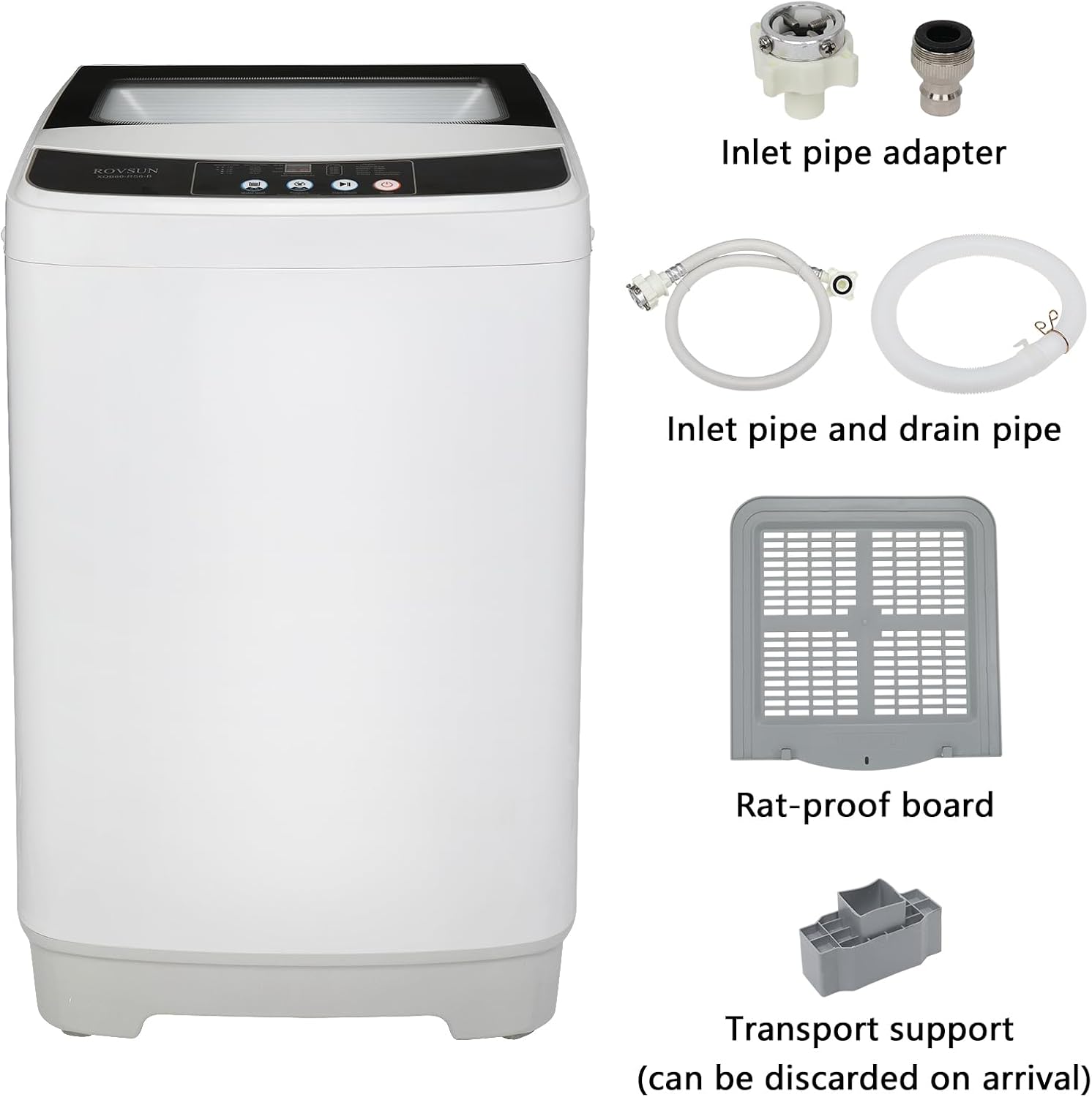 ROVSUN 13lbs Portable Washing Machine with Drain Pump, 1.32cu.ft Full-Automatic Washer with 10 Programs 8 Water Levels, Perfect for Apartments, RVs and Dorm