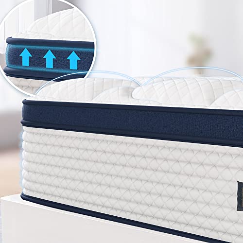Deep Sleep 8 Inch Mattress Twin Size in a Box, Cloud Euro Top Soft Hybrid Mattress, Memory Foam Pocket Innerspring Mattresses, CertiPUR-US Certified