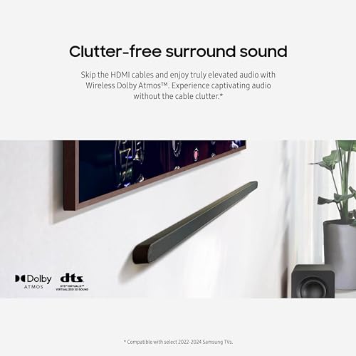 SAMSUNG HW-S50B/ZA 3.0ch All-in-One Soundbar w/Dolby 5.1, DTS Virtual:X, Q Symphony, Built in Center Speaker, Adaptive Sound Lite, Bluetooth Multi Connection, 2022 Black