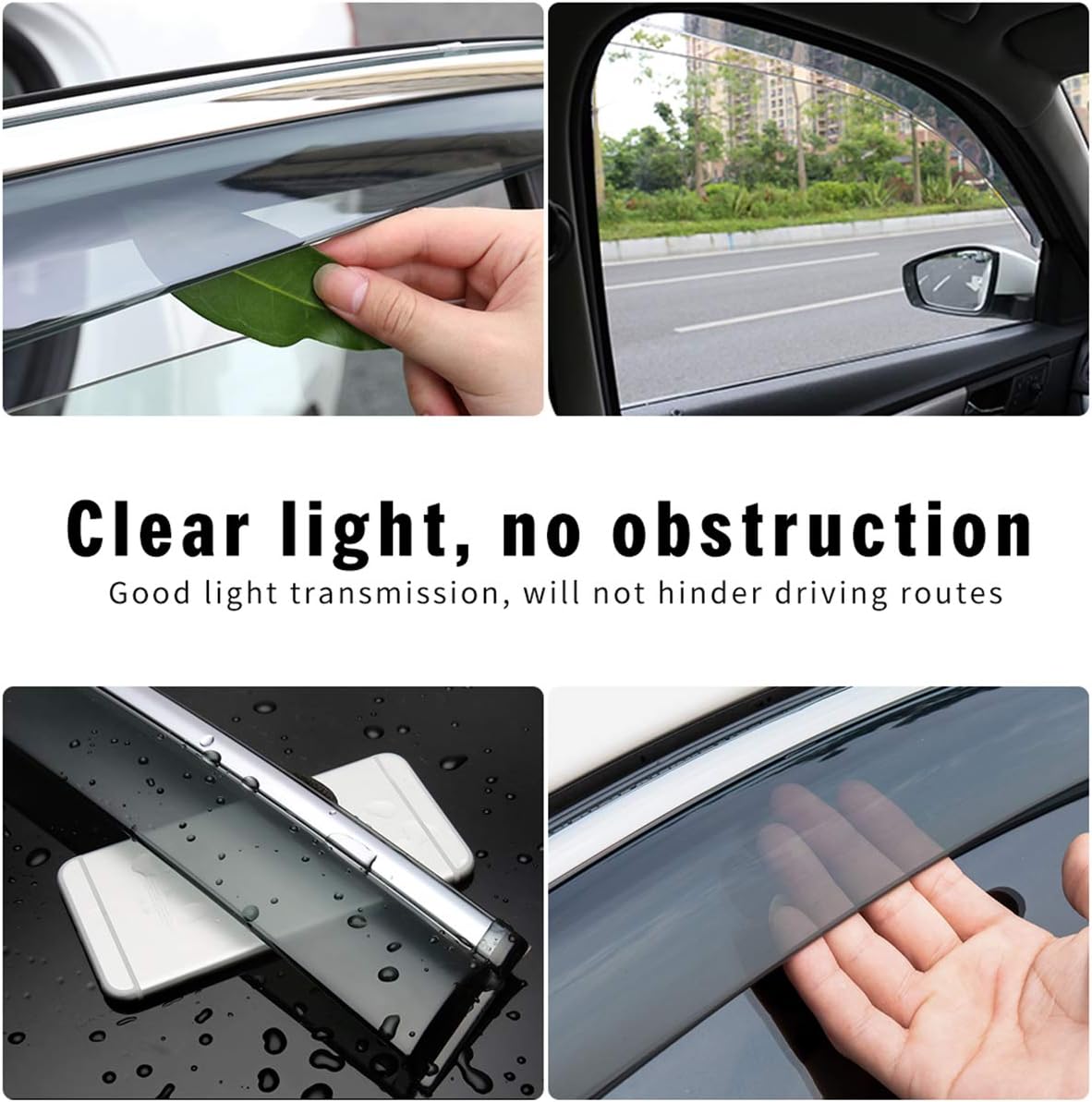 Side Window Deflectors for Audi Q5 2010-2018 4PCS Car Window Visor Sun Rain Smoke Vent Shade Tape-On Outside Visors