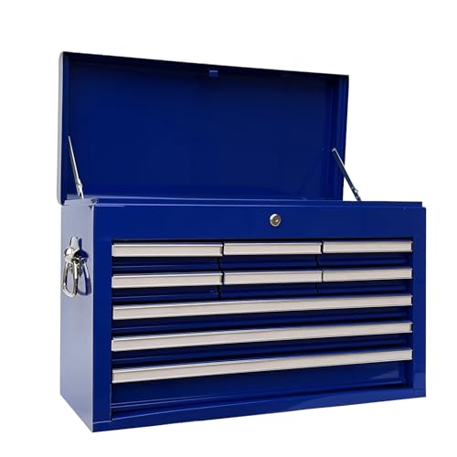 Workington Professional Industrial Portable Metal Tool Chest with 9 Drawers, 26" 9-Drawer Tool Chest Cabinet with Ball Bearing Drawer Slides, Steel Tool Storage Box Organizer 4016 Black