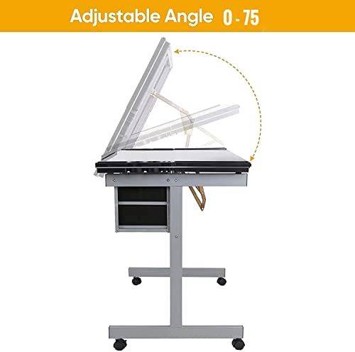 Glass Drafting Tables Drawing Desk - Adjustable Diamond Art Desk Versatile Art Craft Station Study Table for Artist Painters Painting in Home Office - Silver