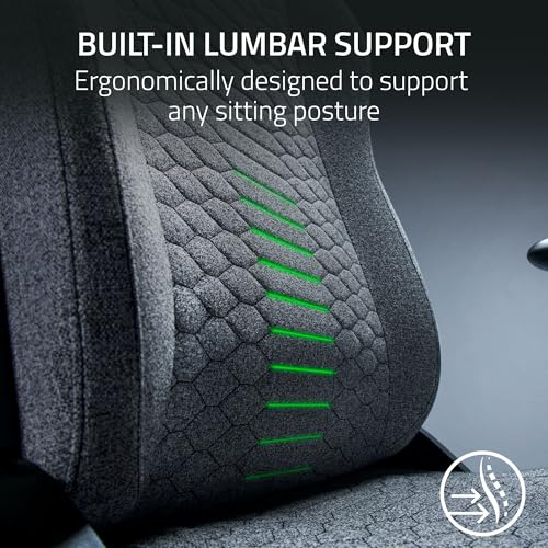 Razer Iskur V2 X Ergonomic Gaming Chair: Built-in Lumbar Support - Widened Seat Base - High Density Foam Cushions - Adjustable 152 Degree Recline - 2D Armrests - Plush Fabric Finish - Black