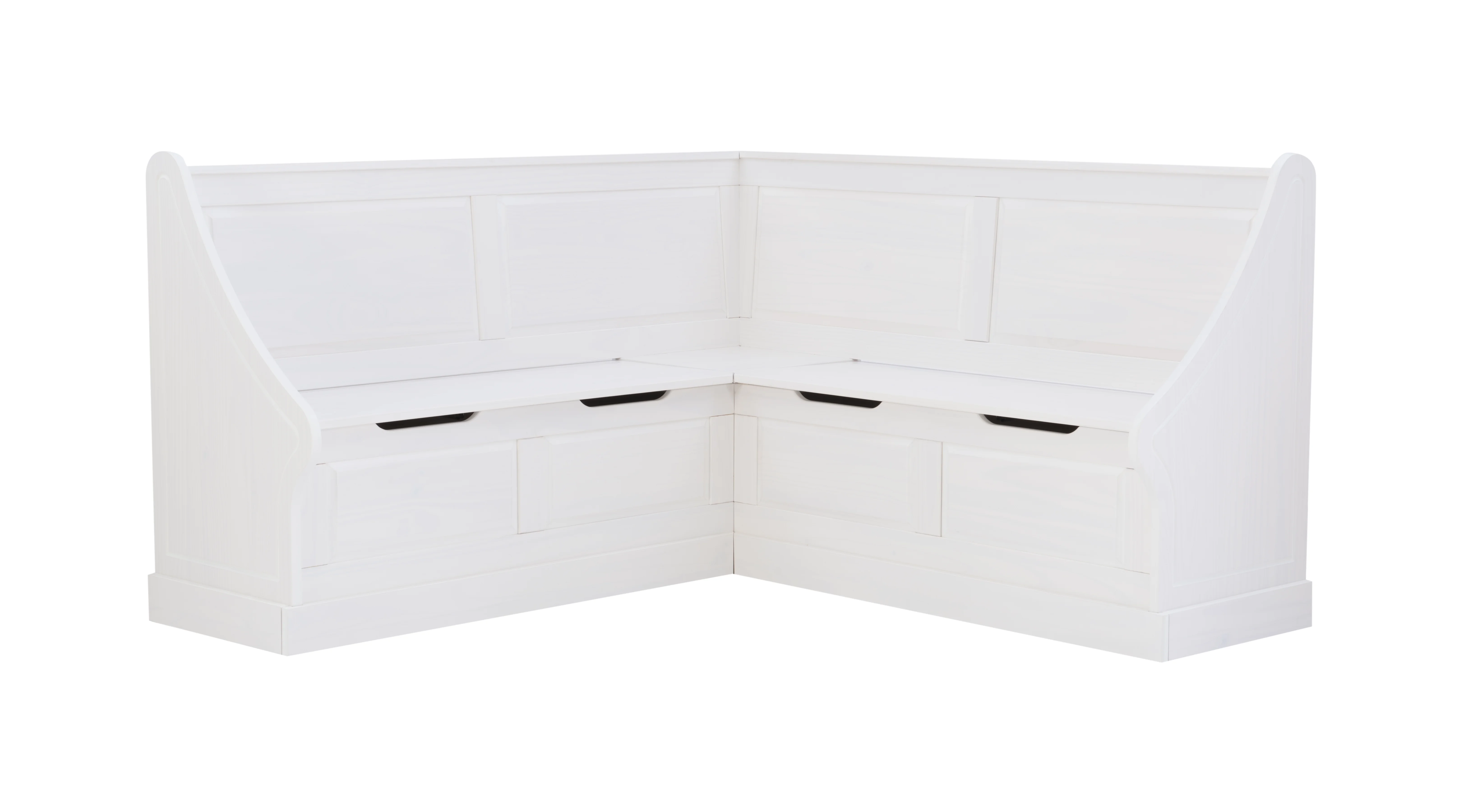 Linon Tobin Wood Corner Dining Breakfast Nook Bench with Storage, Seats 4, White Finish (Table sold separately)