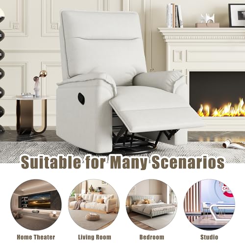 Swivel Rocker Recliner Chair, Manual Glider Recliner, 360 Degree Swivel Reclining Sofa Chair with Adjustable Backrest for Living Room, Apartment，Beige