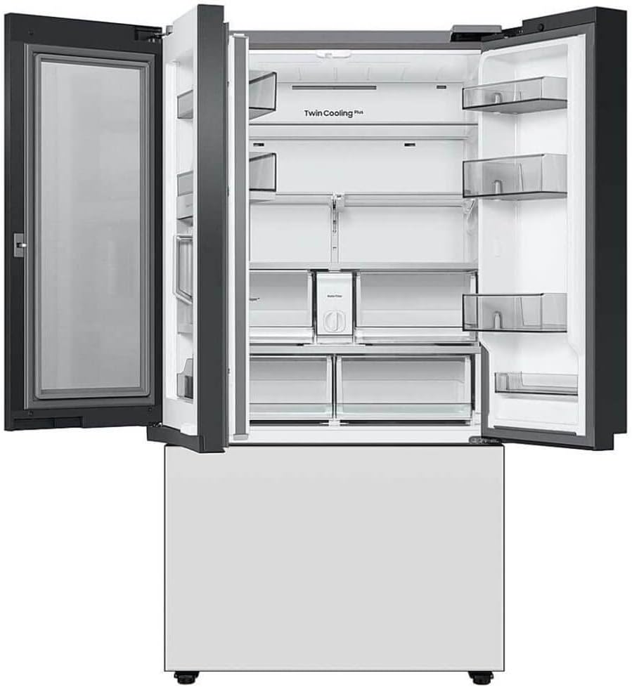 SAMSUNG RF24BB660012 24 Cu. Ft. Bespoke White Glass 3-Door French Door Counter Depth Refrigerator