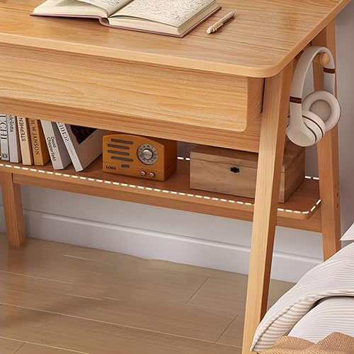 CraftThink Scandinavian Office Study Desk, Contemporary Computer Desk Writing Desk Work Desk with Walnut Wood Base, Walnut 23.5" L x 19.5" W x 32" H without Chairs
