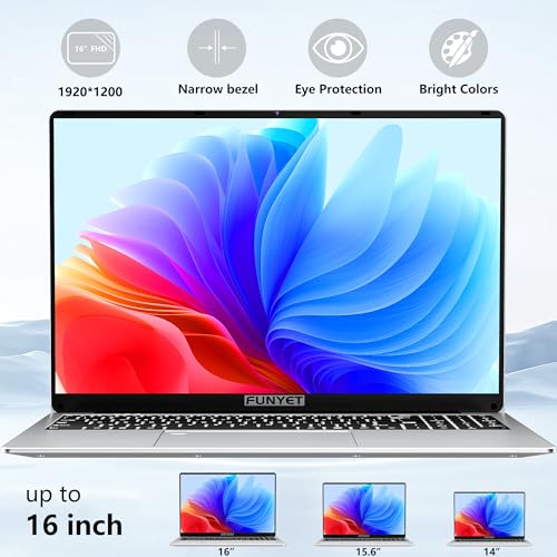 16 Inch Gaming Laptop, Laptop Computer 2025 Windows 11 Pro, 16GB RAM 512GB SSD, Intel 12th Gen N95 Processor(up to 3.4GHz), Backlit Keyboard, Fingerprint Unlock, FHD 1920 * 1200