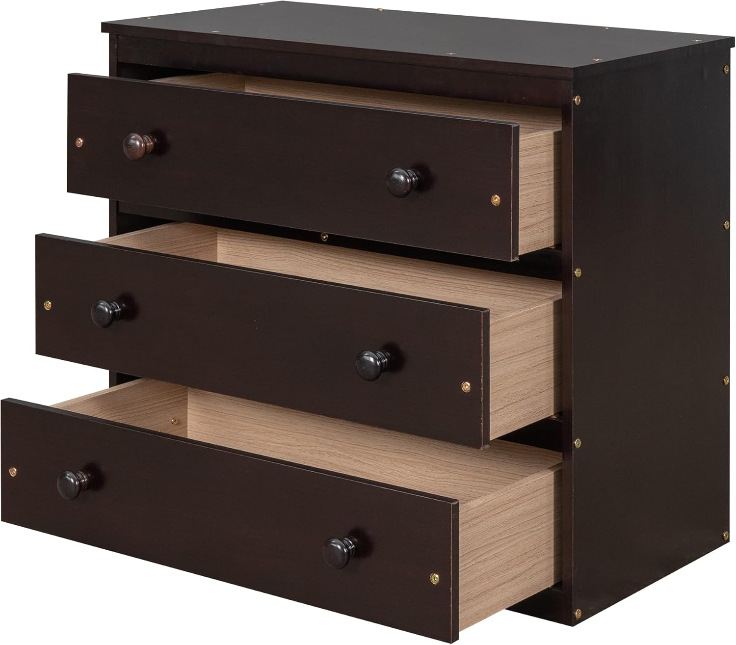 Low Study Full Loft Bed with Cabinet,Shelves and Rolling Portable Desk,Multiple Functions Bed- Espresso