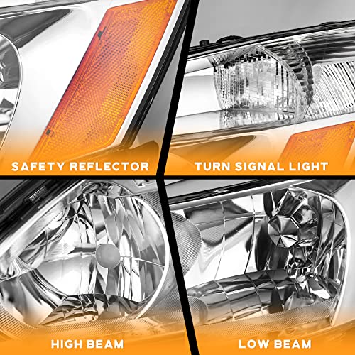 LED Headlight Assembly for 03 04 05 06 07 Honda Accord, for 2003-2007 Accord OE Headlamp with Sequential Turn Signal, Black Housing Clear ReflectorLeft+Right