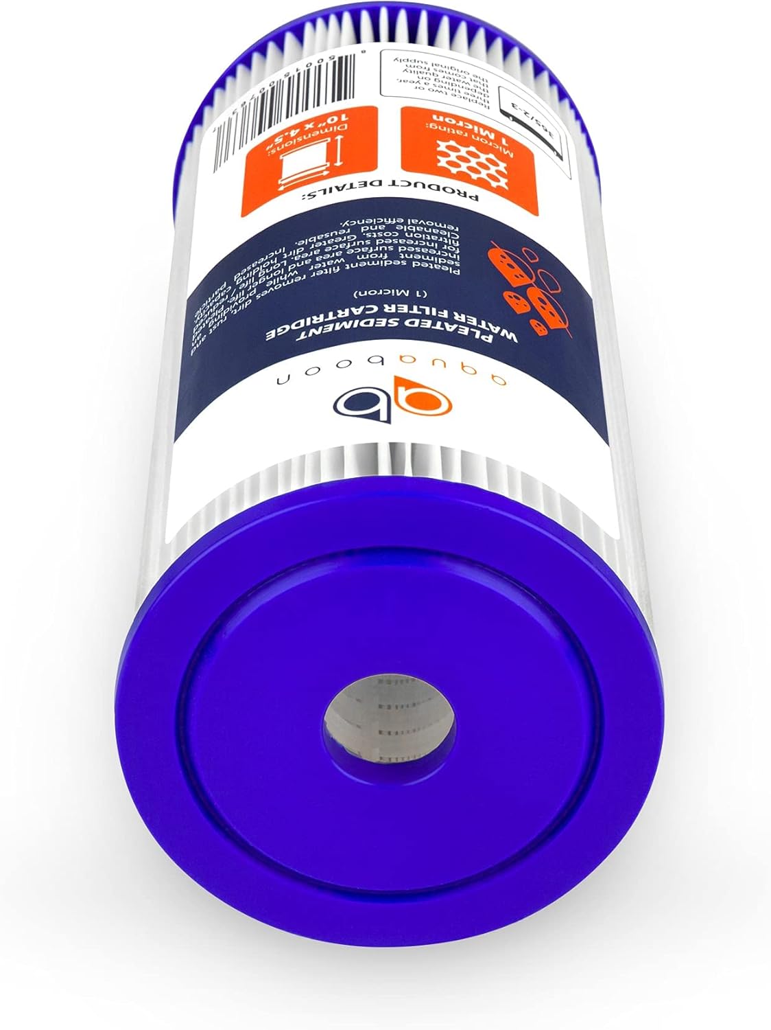 Aquaboon 1 Micron 10 Pleated Sediment Water Filter Replacement Cartridge | Whole House Sediment Filtration | Compatible with FM-10-1, ECP1, FM-10-1A, HDC3001, WPC1FF975, 4-Pack