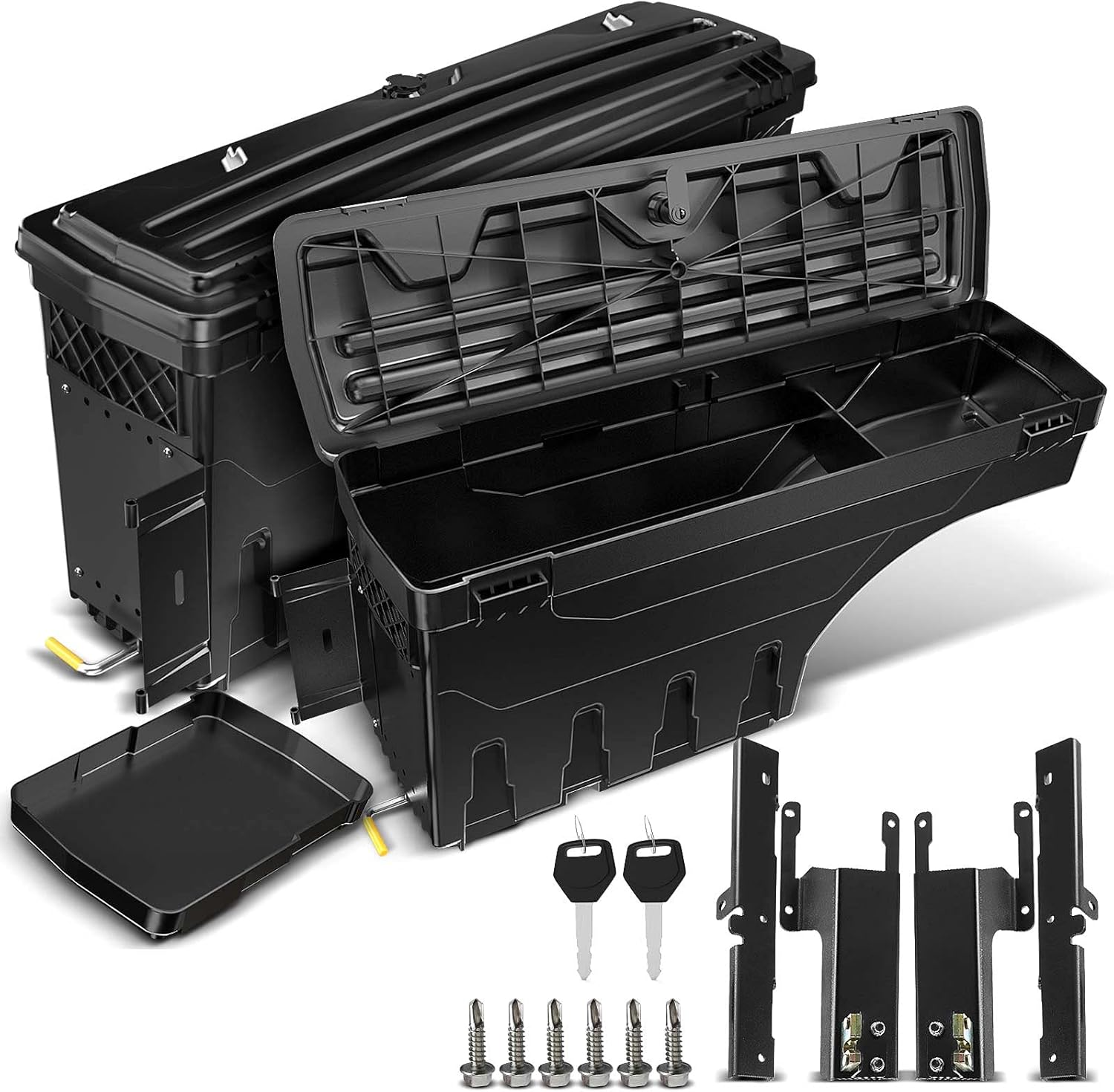 A-Premium Lockable Truck Bed Storage Box Case Tool Box Compatible with Ford F-250 F250 F-350 F350 Super Duty 2017 2018 2019 2020 Pickup Right Passenger Side