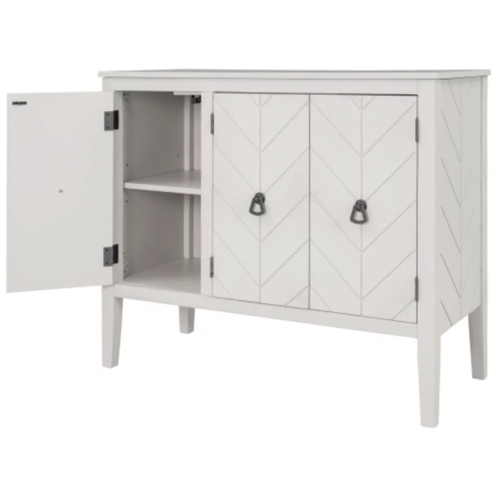 Storage Cabinet Wooden Cabinet with Adjustable Shelf, Antique Gray, Entryway, Living Room, Bedroom