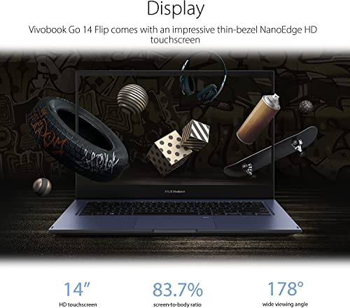 ASUS Chromebook Thin and Light 2-in-1 Laptop, 14" HD Touchscreen, Intel Celeron N4500, Intel UHD Graphics, 4GB RAM, 128GB Storage (64GB eMMC+MTC 64GB Flash Memory), Chrome OS, Blue