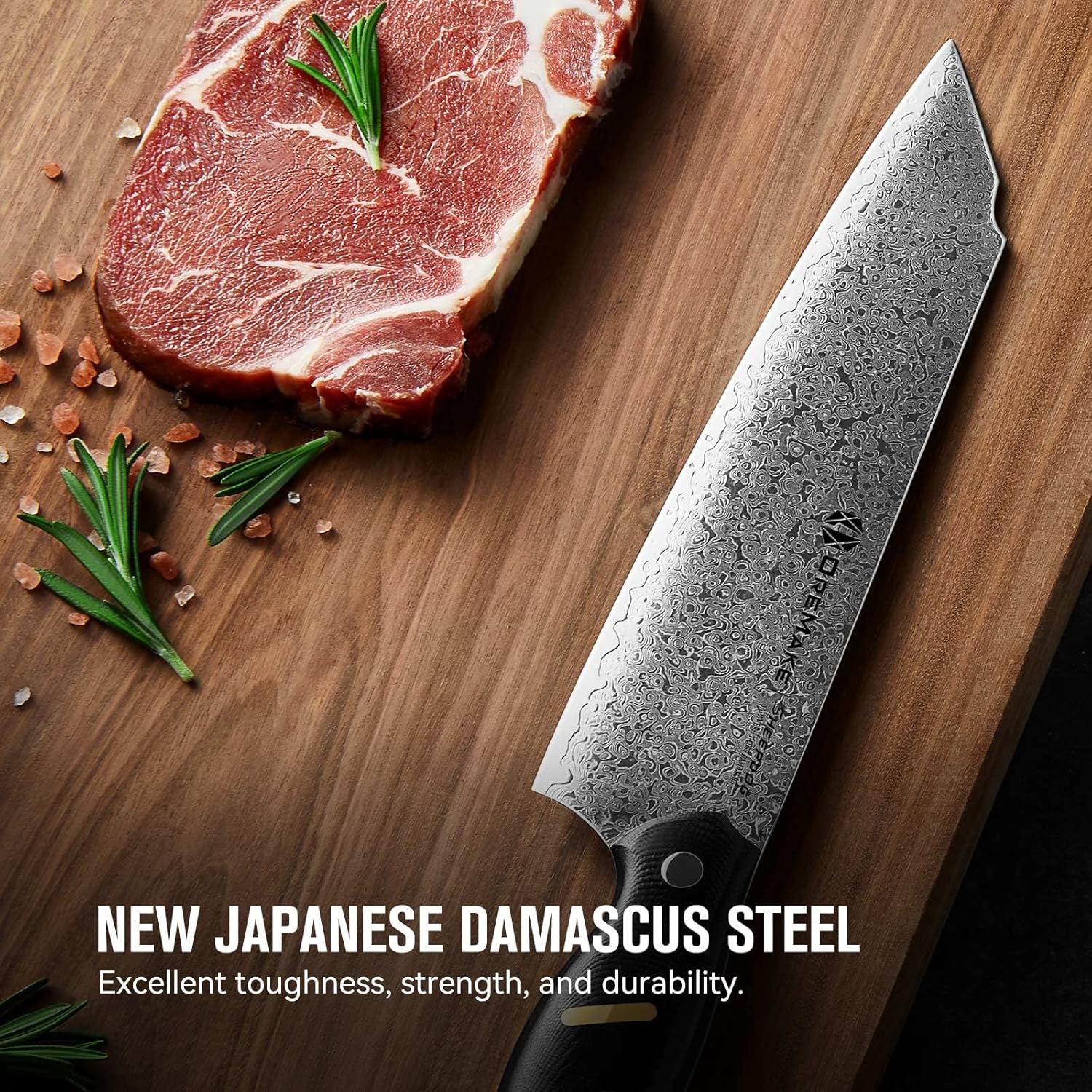 Chef's Knife, OREMAKE 7-INCH NAKIRI Kitchen Knife, Japanese Damascus Steel 69-Layer Forged, With High Carbon Content, With Ergonomic Brass-Accented G10 Handle, Sheepdog Knife Series，Gift For Family.