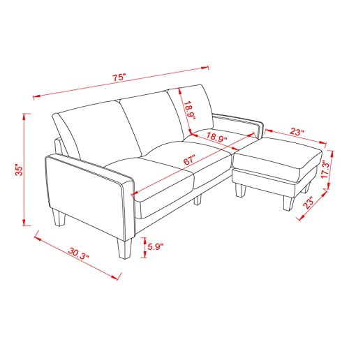 Sofa Couch with Seats Storage-Comfy Upholstered 3 Seater Sofa, Solid Wood Leg, Ultra Thick Cushion, Compact Small Space Furniture, Living Room, Office, Apartment, Beige
