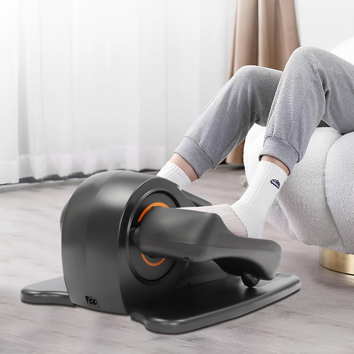 Under Desk Elliptical Machine, Ellipse Leg Exerciser for Home Workout, Quiet & Portable Electric Foot Pedal Exerciser with Remote Control & Adjustable Speeds, Motorized Elliptical Trainer