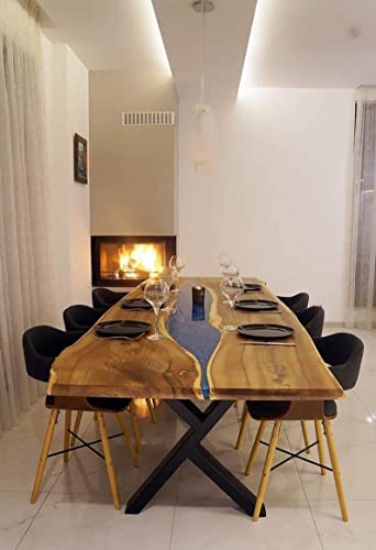 TUZECH Epoxy Table Top Fully Customized Thick Resin River Table Indoor Outdoor Wooden Dining Table Top (24x12 Inch) with 18 Inches Tall Legs