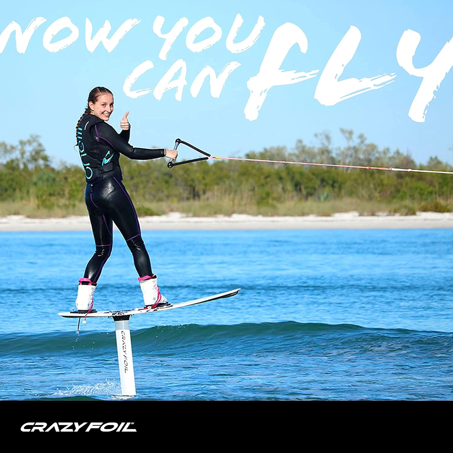Crazy Foil Jet Slide Hydrofoil, Made for NO Track System Boards, Versatile & Easy to Assemble Hydrofoil. Best for Kite, surf and Behind The Boat Watersports. Includes a 26 in mast.