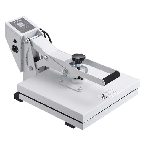 VEVOR Heat Press, Heat Press Machine for T-Shirt, Fast Heating, High Pressure Heat Press 15x15, Power Digital Industrial Sublimation Printer for Heat Transfer Vinyl, Easy to Use, White