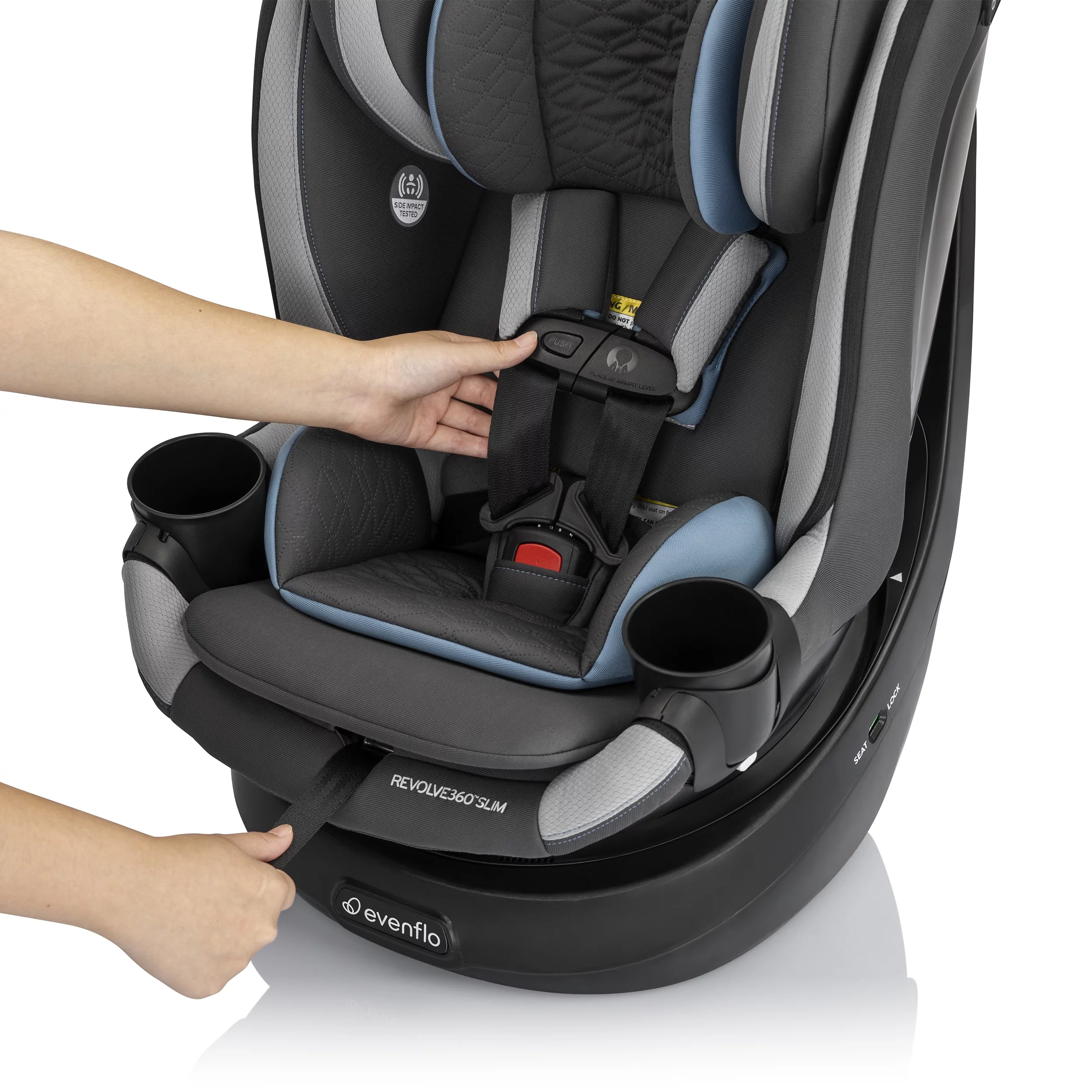 Revolve360 Slim 2-in-1 Rotational Car Seat with Quick Clean Cover (Stow Blue)