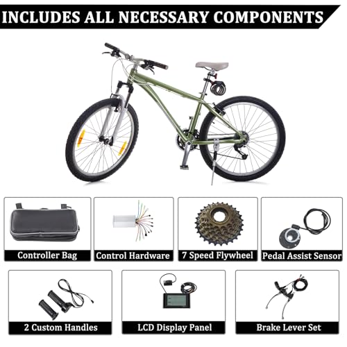 Ktaxon Electric Bike Conversion Kit, 48V 1000W Ebike Conversion Kit, 26" Front/Rear Wheel E-Bike Conversion Kits with PAS, LCD Display, Aluminum Alloy Frame and Gearless Hub Motor