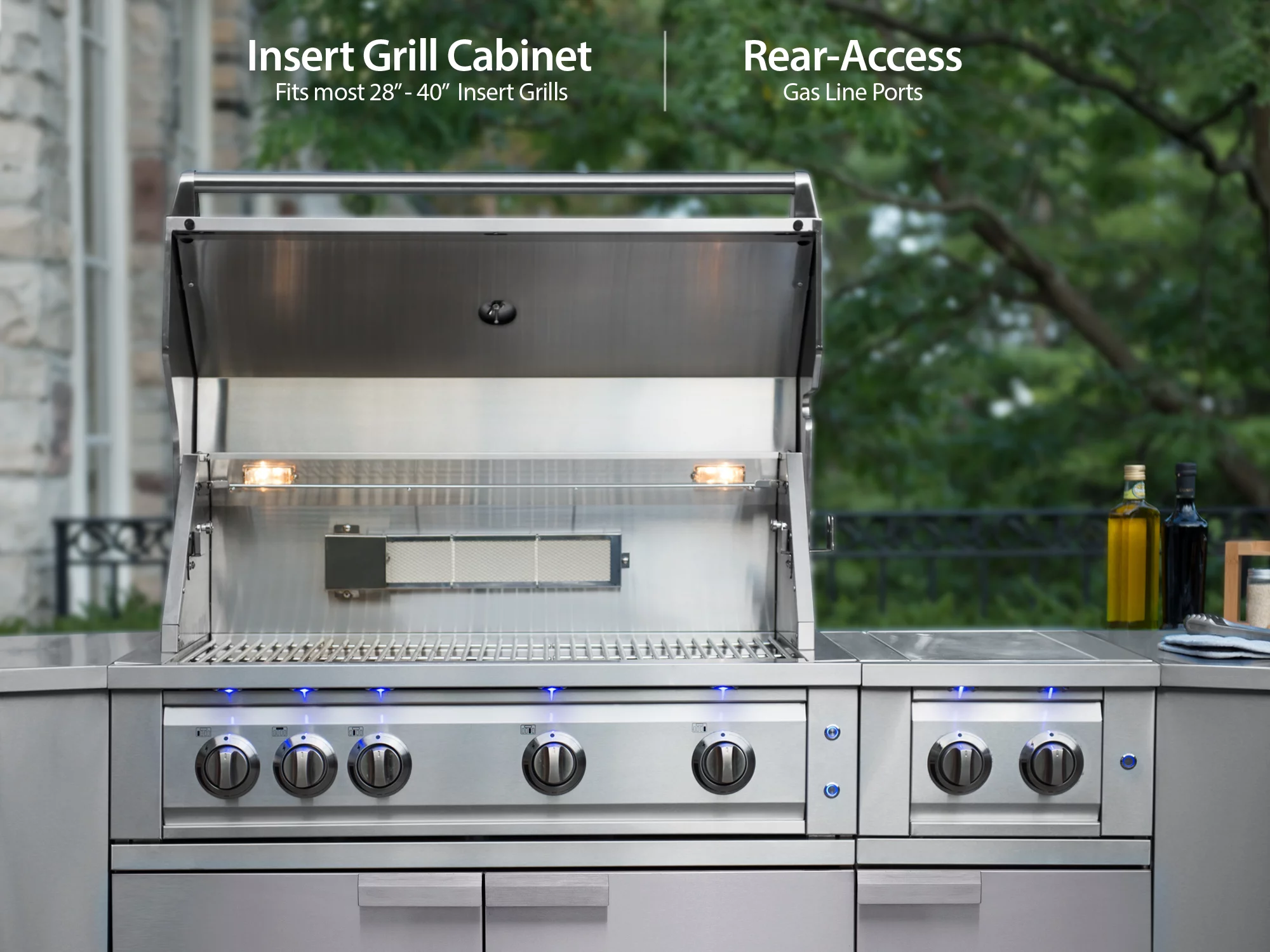 Outdoor Kitchen 3 Piece Cabinet Set in Stainless Steel with Countertops