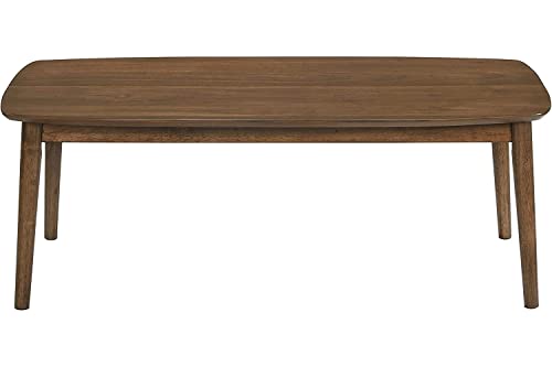 New Classic Furniture 3 Piece Felix Mid-Century Wood Coffee Table and End Table Se, Natural Walnut