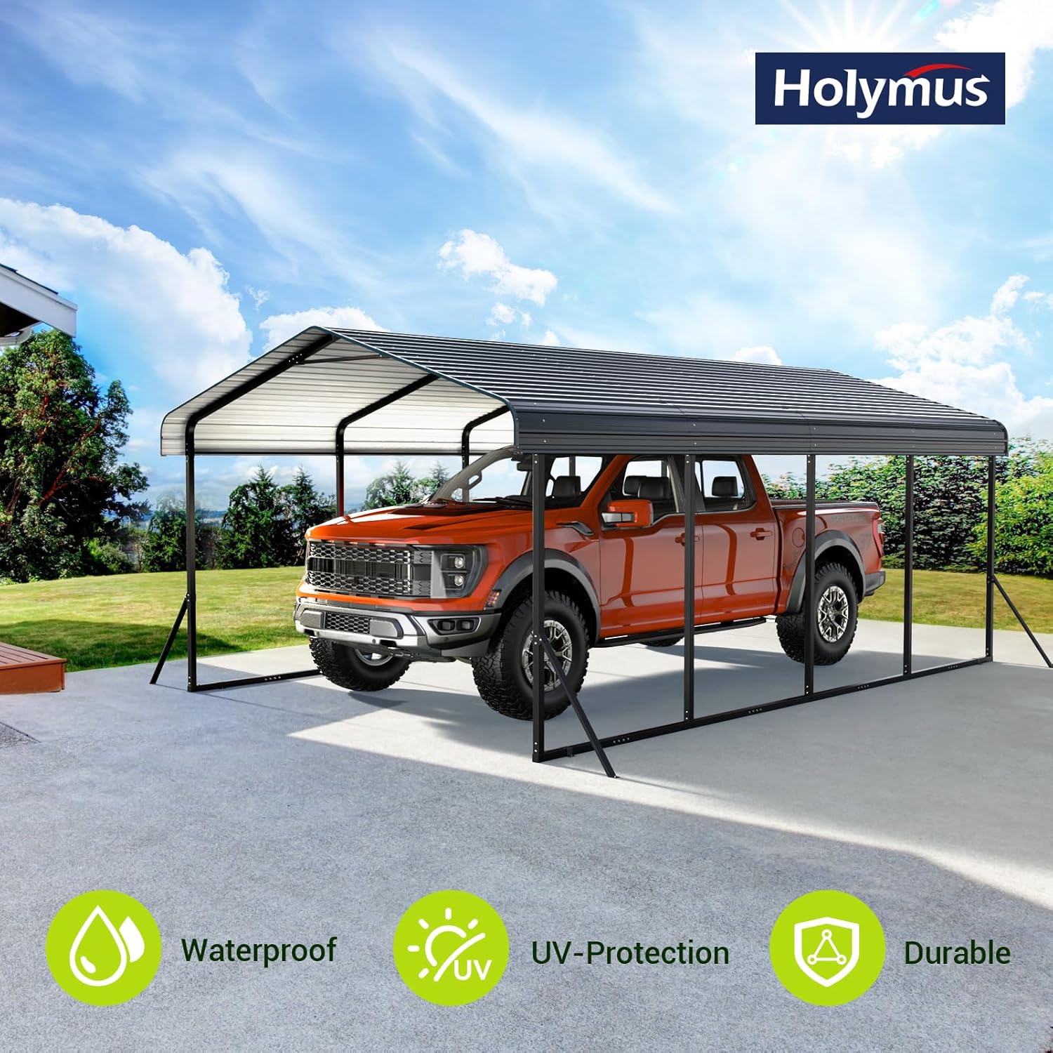 12x20 FT Metal Carport Heavy Duty for Snow, Car Ports 12x20 with Reinforced Slanted Support Legs, Thicker Frame Garage Shelter Shed for Pickup, Boats, Cars, Truck and Tractors