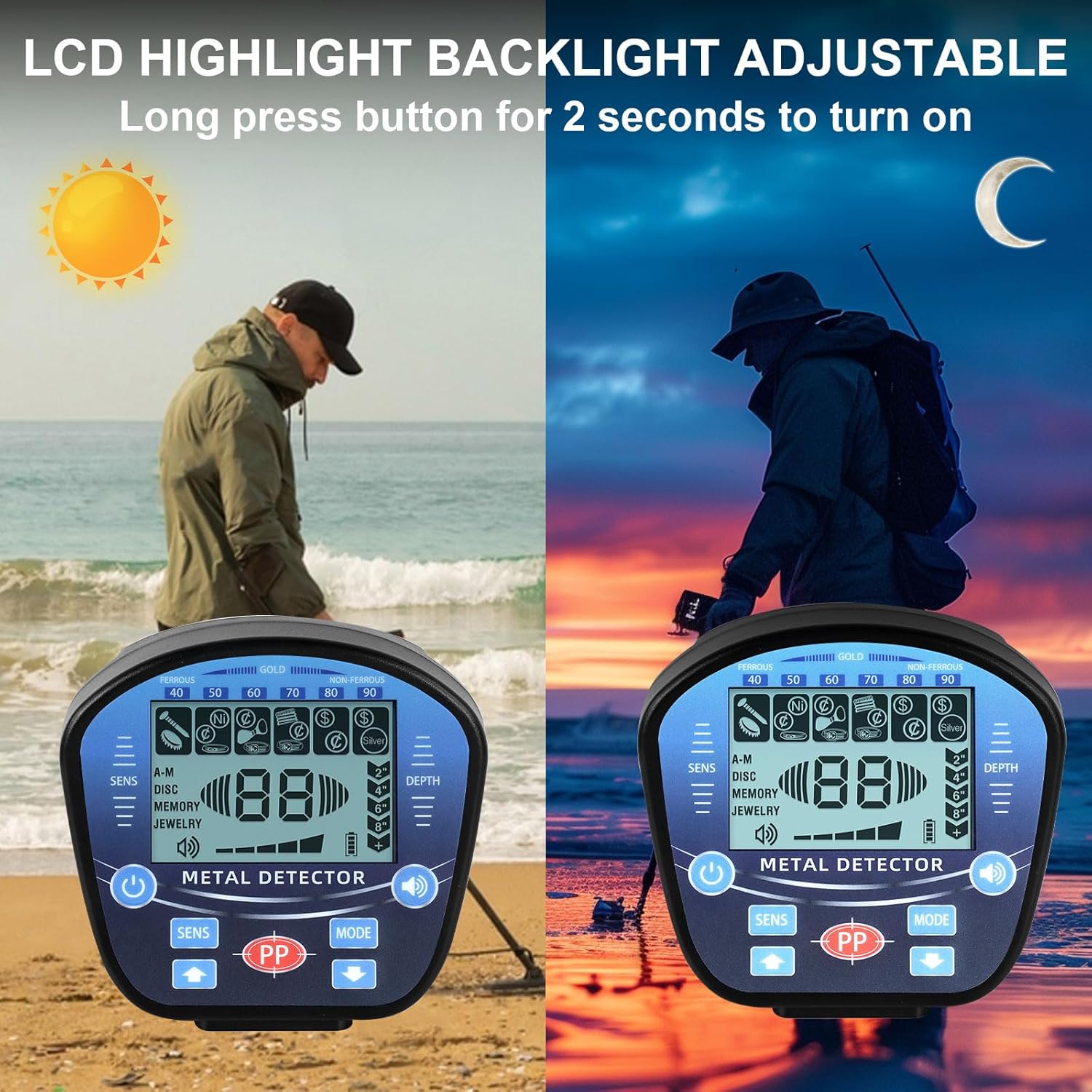 Upgraded Waterproof Metal Detector for Adults, Professional High Accuracy Gold Detector with LCD Display, 10'' Detection Depth, Advanced DSP Chip Metals Detectors