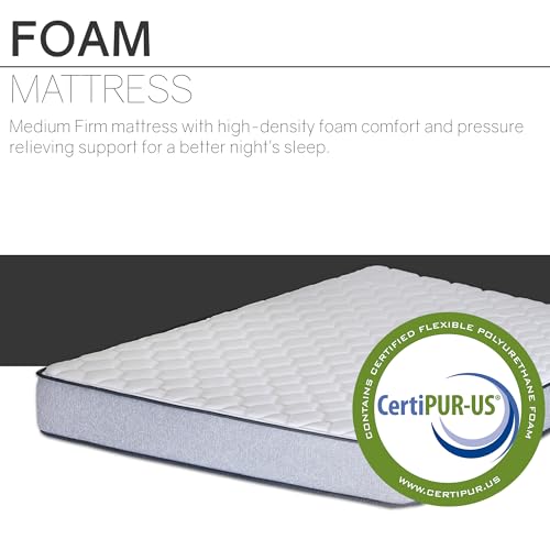 7-Inch Medium Firm Double sided Tight top Foam Rolled Vinyl Mattress, Twin, Blue