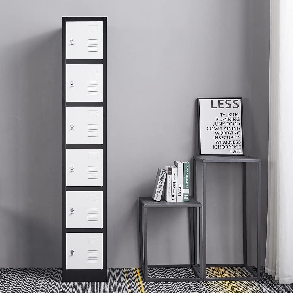 Metal Locker 6 Door Tall Employee Storage Locker Office Storage Lockers with Combination Lock, Locker Storage Cabinet for Home Gym Office School