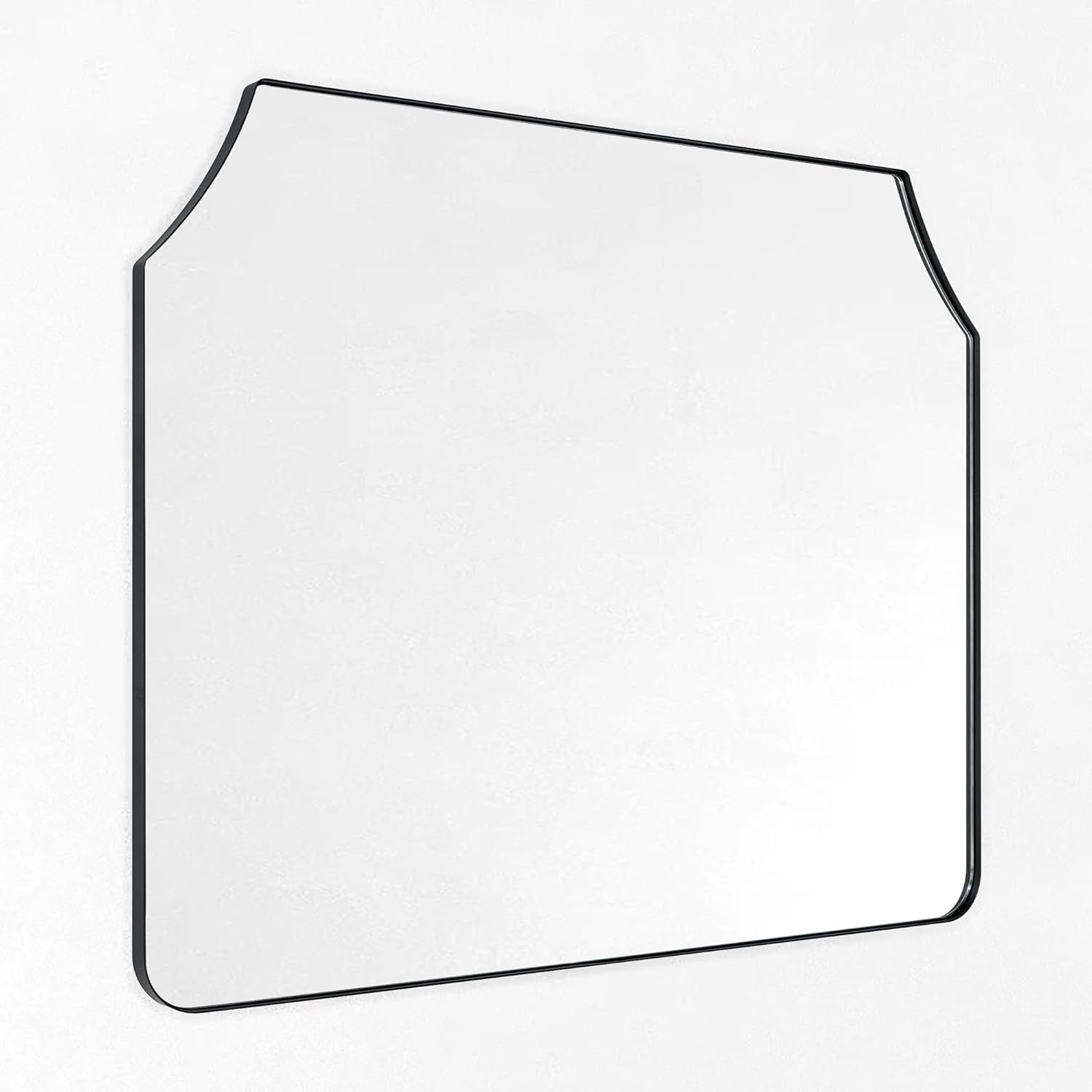 Large Black Arched Mantel Mirror Arch Matt Black Fireplace Mirror for Bathroom or Living Room 32x40''